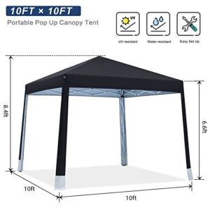 MASTERCANOPY 10x10 Pop-up Canopy Tent Outdoor Beach Canopy with 4 Foot Pockets(Black)