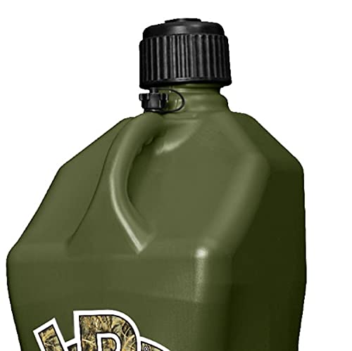 VP Racing Fuels 5 Gallon Square Motorsport Utility Container Camo w/ 14 Inch Deluxe Filler Hose Close-Trimmed Cap and Neck for Tight Seal