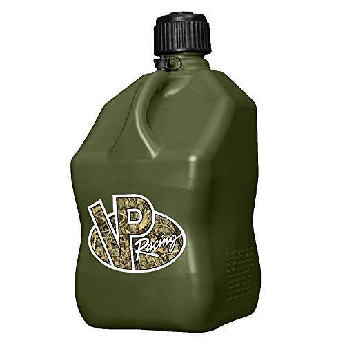 VP Racing Fuels 5 Gallon Square Motorsport Utility Container Camo w/ 14 Inch Deluxe Filler Hose Close-Trimmed Cap and Neck for Tight Seal