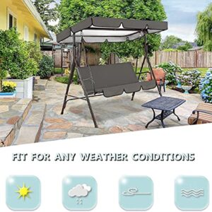 BTURYT Outdoor Porch Swing Canopy Waterproof Top Cover Set, Swing Canopy Replacement, Windproof Waterproof Anti-Uv Top Cover Swing Seat Cushion Cover(top Cover + Chair Cover)