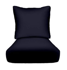 rsh décor indoor outdoor deep seating cushion set, 24”x 27” x 5” seat and 25” x 21” back, choose color (navy blue)