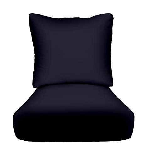 RSH Décor Indoor Outdoor Deep Seating Cushion Set, 24”x 27” x 5” Seat and 25” x 21” Back, Choose Color (Navy Blue)