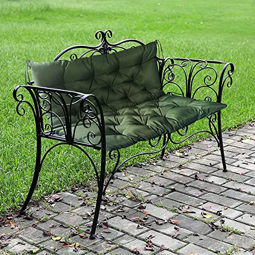 Rlosqvee Outside Benches Cushion with Backrest, Thicken Waterproof Swing Cushions 2/3 Seater Replacement, Porch Swing Cushions Outdoor (Dark Green, 40 x 60 inch)