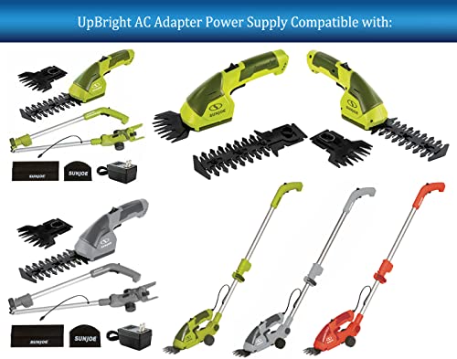 UpBright 9V AC/DC Adapter Compatible with Snow Joe Sun SunJoe HJ605CC HJ605CC-GRY HJ605CC-RED 7.2V Cordless Telescoping Grass Shear Hedge Trimmer HJ604C-CHRG 0.4A Class 2 Battery Charger Power Supply