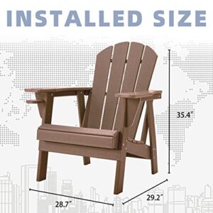 Restcozi Adirondack Chairs, HDPE All-Weather Adirondack Chair, Fire Pit Chairs (Traditional, Teak)