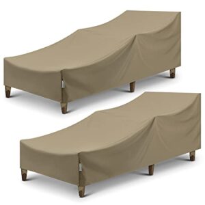 sunpatio outdoor chaise lounge covers, 2 pack patio chaise cover 84″ l x 30″ w x 24″ h, heavy duty waterproof beach chair cover with seam taped, helpful air vents, all weather protection, taupe