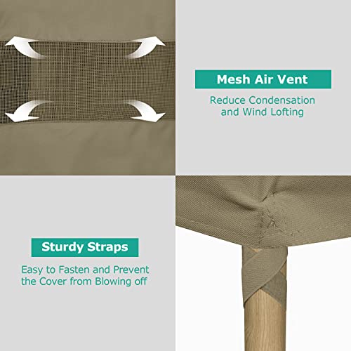 SunPatio Outdoor Chaise Lounge Covers, 2 Pack Patio Chaise Cover 84" L x 30" W x 24" H, Heavy Duty Waterproof Beach Chair Cover with Seam Taped, Helpful Air Vents, All Weather Protection, Taupe