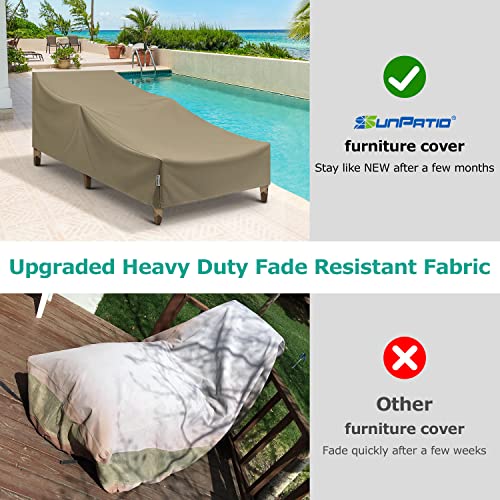 SunPatio Outdoor Chaise Lounge Covers, 2 Pack Patio Chaise Cover 84" L x 30" W x 24" H, Heavy Duty Waterproof Beach Chair Cover with Seam Taped, Helpful Air Vents, All Weather Protection, Taupe