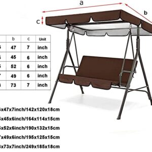 BTURYT Water Resistant Patio Swing Cover Set,Swing Canopy Replacement Top Cover and Chair Cover,Garden Seater Sun Shade Porch Replacement Swing Cushion-(top Cover + Chair Cover)