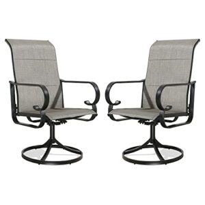 iwicker patio dining chairs, outdoor swivel dining chairs with textilene mesh fabric, set of 2
