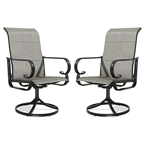 Iwicker Patio Dining Chairs, Outdoor Swivel Dining Chairs with Textilene Mesh Fabric, Set of 2