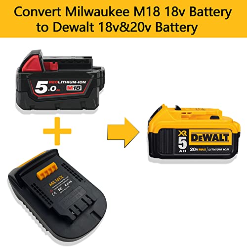 Echoyee for Milwaukee to Dewalt Battery Adapter, for Milwaukee M18 18v Lithium Battery Convert to Dewalt 18v-20v Lithium Batteries, Converter MIL18DL Use with Dewalt 18v-20v Cordless Power Tools