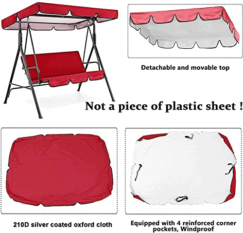 BTURYT Swing Canopy Top Cover Replacement Canopy and Swing Cushion Cover, Patio Swing Canopy Top Cover Set,Waterproof 2 and 3 Seater Swing Replacement Top Cover-(top Cover + Chair Cover)