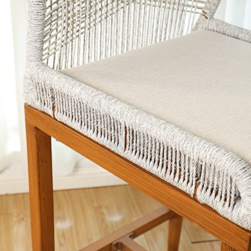 Letusto 30" Rope Woven Bar & Counter Stools – Modern Patio Aluminum Frame Chair Suitable Kitchen Island, Patio, Porch, Restaurant etc. Indoor and Outdoor (Cross Woven Design, 30"(Bar Height))