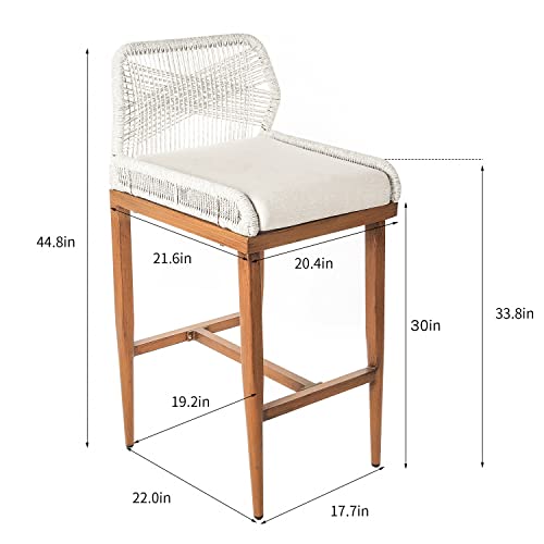 Letusto 30" Rope Woven Bar & Counter Stools – Modern Patio Aluminum Frame Chair Suitable Kitchen Island, Patio, Porch, Restaurant etc. Indoor and Outdoor (Cross Woven Design, 30"(Bar Height))