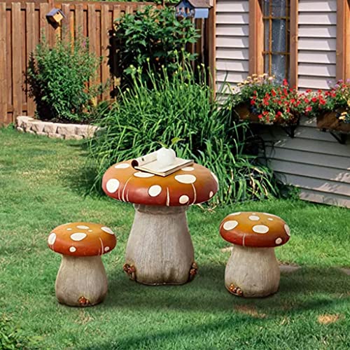 FRP Table and Chair Set, Patio/Garden/Nursery Garden Table and Chair Kit, Creative Mushroom Side Table (Size : Set of 3)