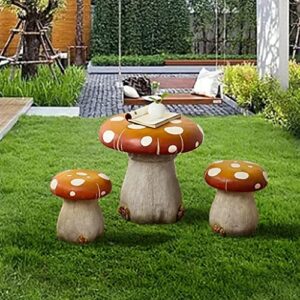 FRP Table and Chair Set, Patio/Garden/Nursery Garden Table and Chair Kit, Creative Mushroom Side Table (Size : Set of 3)