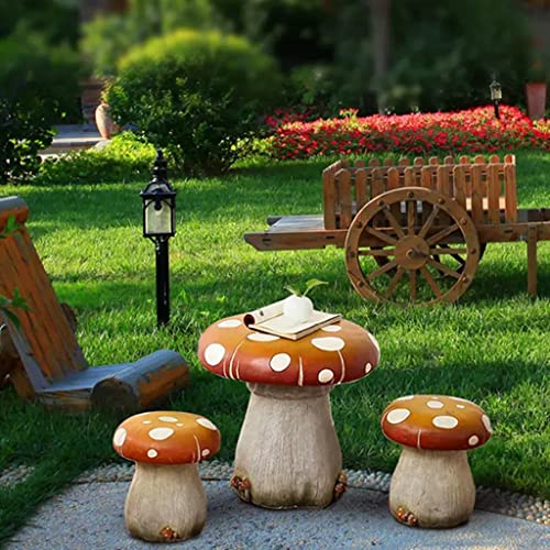 FRP Table and Chair Set, Patio/Garden/Nursery Garden Table and Chair Kit, Creative Mushroom Side Table (Size : Set of 3)