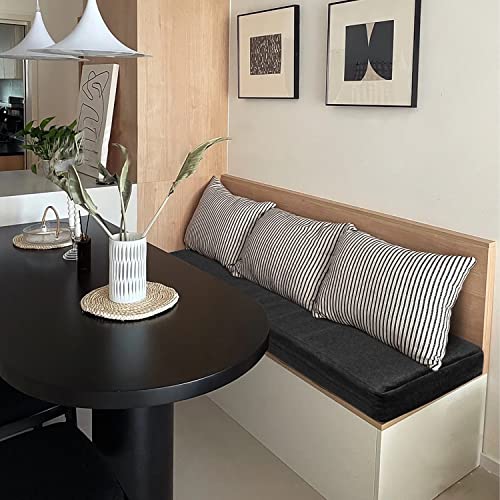 Bench Cushion , Indoor/Outdoor Bench Cushion, Bench Cushion for Storage Bench and Window Seat, Swing Cushion, Durable Thicken Bench Seat Pads 120*42*8cm, Grey and Black