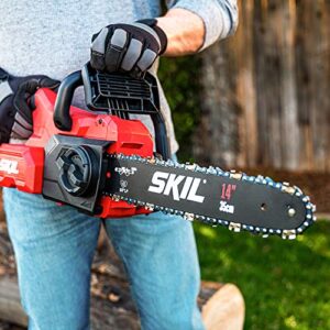 SKIL PWR CORE 40 Brushless 40V 14” Lightweight Chainsaw Kit with Tool-free Chain Tension & Auto Lubrication, Includes 2.5Ah Battery and Auto PWR Jump Charger - CS4555-10