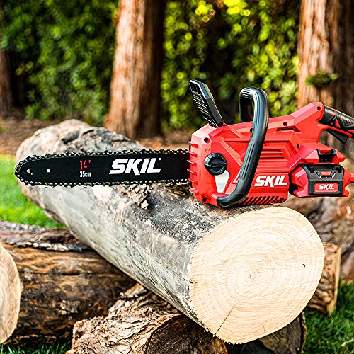 SKIL PWR CORE 40 Brushless 40V 14” Lightweight Chainsaw Kit with Tool-free Chain Tension & Auto Lubrication, Includes 2.5Ah Battery and Auto PWR Jump Charger - CS4555-10