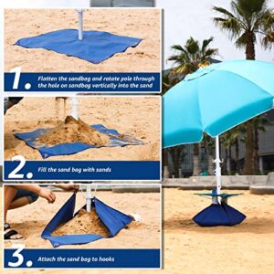 ROWHY 7.5FT Beach Umbrella with Cup Holder and Sand Bags Portable Outdoor Heavy Duty Sunshade Umbrella with Sand Anchor & Tilt System, Wind Resistant for Sand, Beach,Patio,Yard, Classic SKY BLUE