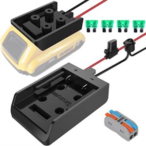 power wheel adapter with fuse&switch for dewalt 20v battery, non-blown tight battery adapter with 4pcs 30a fuse and wire terminal, 12 awg wire, diy use for truck, robotics, rc toys and work lights