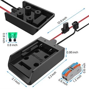 Power Wheel Adapter with Fuse&Switch for Dewalt 20V Battery, Non-Blown Tight Battery Adapter with 4Pcs 30A Fuse and Wire Terminal, 12 AWG Wire, DIY Use for Truck, Robotics, RC Toys and Work Lights