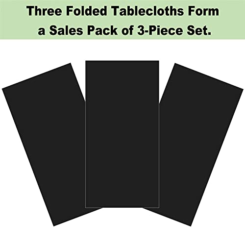 Plastic Black Tablecloths 3 Pack Disposable Table Covers 54 x 108 Inches Pitch Onyx Black Table Cloths for Parties Birthdays Weddings Anniversary BBQ Picnic, Fits 6 to 8 Foot Rectangle Tables