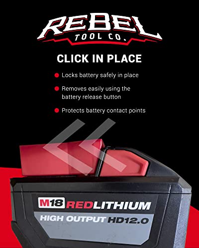 RebelToolCo Battery Holder Wall Mount (6 Pack) Battery Holder Mounts. Compatible with M18 Milwaukee Cordless Batteries. Tool Holder Storage Organizer for Battery, Accessories, & Tool Organization.