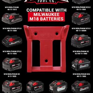 RebelToolCo Battery Holder Wall Mount (6 Pack) Battery Holder Mounts. Compatible with M18 Milwaukee Cordless Batteries. Tool Holder Storage Organizer for Battery, Accessories, & Tool Organization.