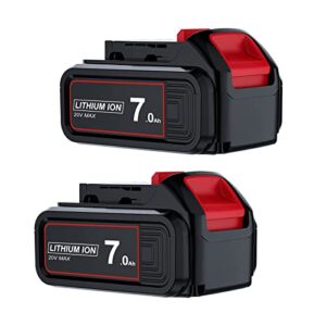 upgraded 7.0 ah 2packs replacement for dewalt 20v battery lithium ion, compatible with 20 volt dewalt batteries xr max cordless tools dcb205 dcb206 dcb200 dcb201 dcb204 dcb207 dcd/dcf/dcg series