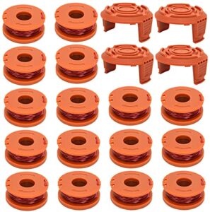 trimmer spool line for worx wa0010, replacement spools compatible with worx weed eater string, trimmer line refills 0.065 inch for worx electric string trimmers(16 spools+4 trimmer caps)