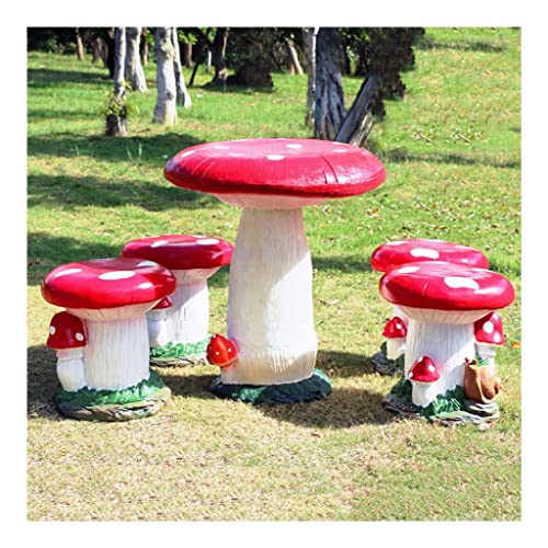 FRP Table and Chair Set, Patio/Garden/Nursery Table and Chair Kit, Outdoor Weatherproof Mushroom Ornaments