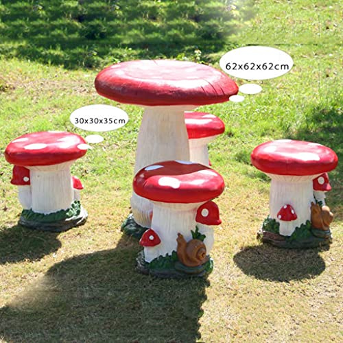 FRP Table and Chair Set, Patio/Garden/Nursery Table and Chair Kit, Outdoor Weatherproof Mushroom Ornaments