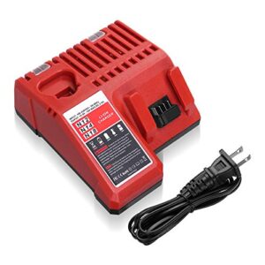 powerextra m12 & m-18 18v rapid charger for milwaukee, replacement for milwaukee m-18 charger, compatible with 48-59-1812/48-11-2420/48-11-2440/48-11-1820/48-11-1840/48-11-1850/48-11-1815/48-11-1890