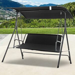 VIKKSAER Outdoor Swing Seat Cover Replacement,600D Thickened Oxford Waterproof Sunscreen Porch Swing Cushions for Patio Furniture Garden Bench,Black,57.7X 19.5 x 19.5 in