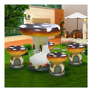 outdoor table and chair set, mushroom molding resin frp ornaments, weatherproof garden decoration (color : set of 5)