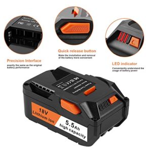 ARyee 2PACK 18-Volt 5.5Ah Lithium Ion Battery Replacement for RIDGID R840087 R840083 R840086 R840084 AC840085 AC840087P RIDGID 18V Drill (2)