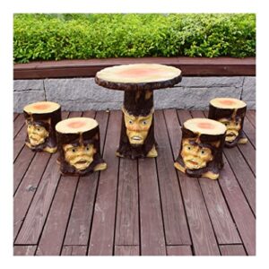 resin table and chair set, garden/patio/nursery decorative table and chair, outdoor weatherproof decorative ornaments (color : set of 5)