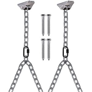 benelabel set of 2 heavy duty porch swing hanging chain kit, hammock chair hardware for indoor outdoor playground hanging chair hammock chair punching bags, 4 screws for wooden, 1000lb capacity, 81″
