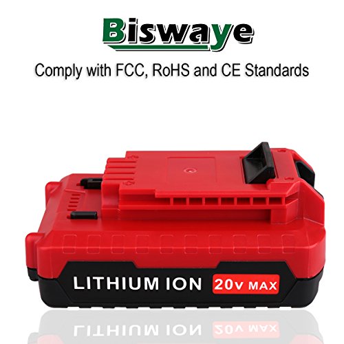 Biswaye 3.0Ah 20V MAX Lithium Battery Replacement for Porter Cable 20V Battery PCC681L PCC680L PCC682L PCC685LP PCC683L PCC601 and 20V MAX Cordless Tools Battery