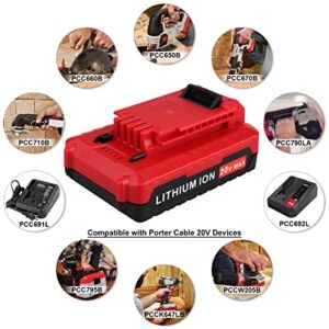 Biswaye 3.0Ah 20V MAX Lithium Battery Replacement for Porter Cable 20V Battery PCC681L PCC680L PCC682L PCC685LP PCC683L PCC601 and 20V MAX Cordless Tools Battery