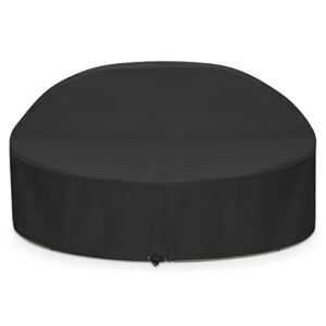 SunPatio Outdoor Daybed Cover Waterproof 88 Inch, Round Daybed Cover Patio Canopy Sofa Cover with Taped Seam and Air Vent, 88" L x 85" W x 16"/35" H, All Weather Protection, Black