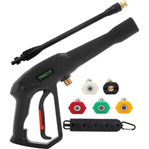 PWACCS Pressure Washer Gun Replacement with Extension Wand Kit — Power Washing Trigger Handle with 5 Spray Nozzles — Pressure Washer Parts Compatible with Ryobi, Green Works & Karcher — 2000 PSI MAX