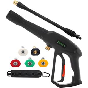pwaccs pressure washer gun replacement with extension wand kit — power washing trigger handle with 5 spray nozzles — pressure washer parts compatible with ryobi, green works & karcher — 2000 psi max
