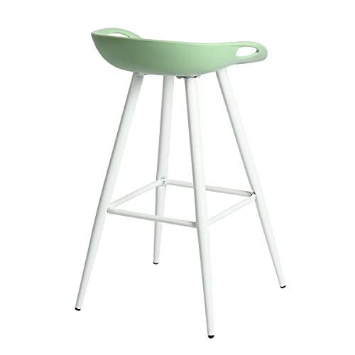 Set of 2 Bar Stools, 31.7" Simple Modern Style High Counter Stool with Low Backrest & Footrest & Metal Legs & PP Seat, Portable Barstools for Kitchen Island Patio Balcony, White &Lime Green …