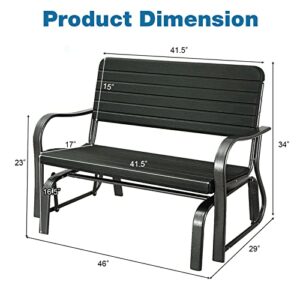 Giantex Outdoor Glider Bench w/Steel Frame Patio Glider Loveseat Porch Swing Bench with Ergonomic Armrest & Backrest, 2-Seat Rocking Chair for Porch, Garden, Backyard, Lawn