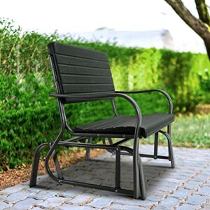 Giantex Outdoor Glider Bench w/Steel Frame Patio Glider Loveseat Porch Swing Bench with Ergonomic Armrest & Backrest, 2-Seat Rocking Chair for Porch, Garden, Backyard, Lawn