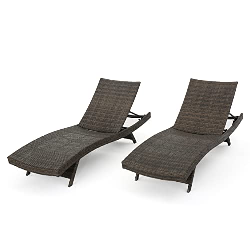 Christopher Knight Home Thira Outdoor Wicker Chaise Lounges with Aluminum Frame, 2-Pcs Set, Mix Mocha